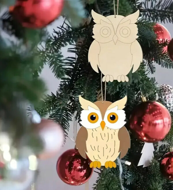 drewniana sowa do powieszenia i pomalowania, drewniana sowa z dziurką, drewniane sowy z dziurką, sowa na warsztaty plastyczne, zajęcia plastyczne- dla przedszkola, 2